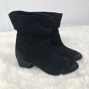 MATISSE Black Suede Slouch Ankle Boot Bootie Chunky Heel Boho‎ Western Size 10